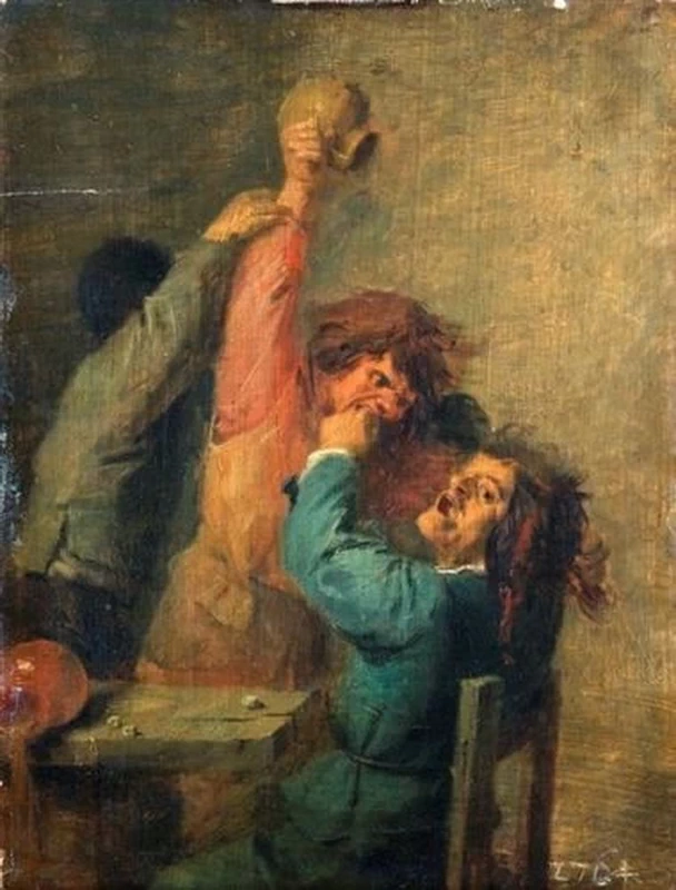 Lotta contro i contadini durante una partita a dadi - Staatliche Kunstsammlungen, Dresda